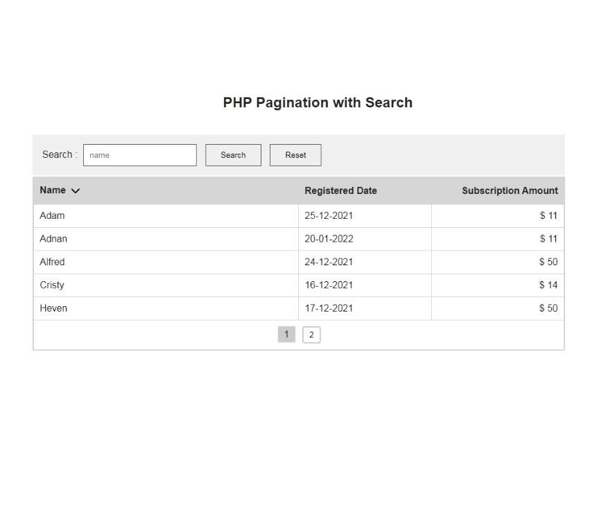 PHP Pagination with Search using AJAX