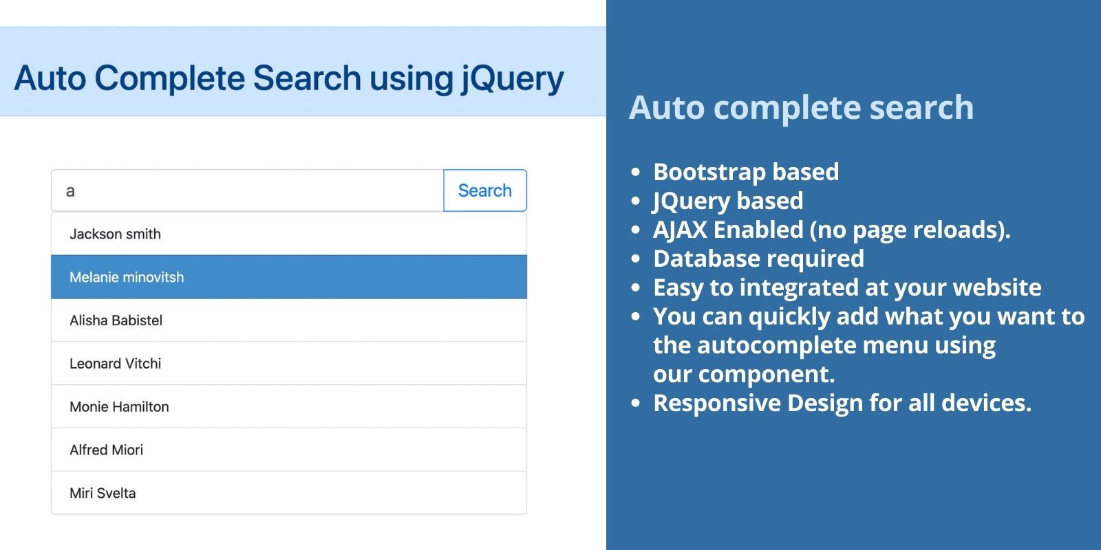  Auto Complete Search using jQuery