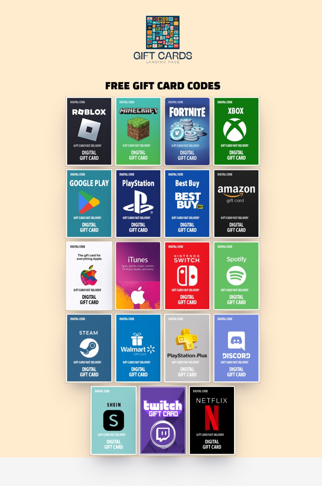 I will create a custom landing page for gift cards