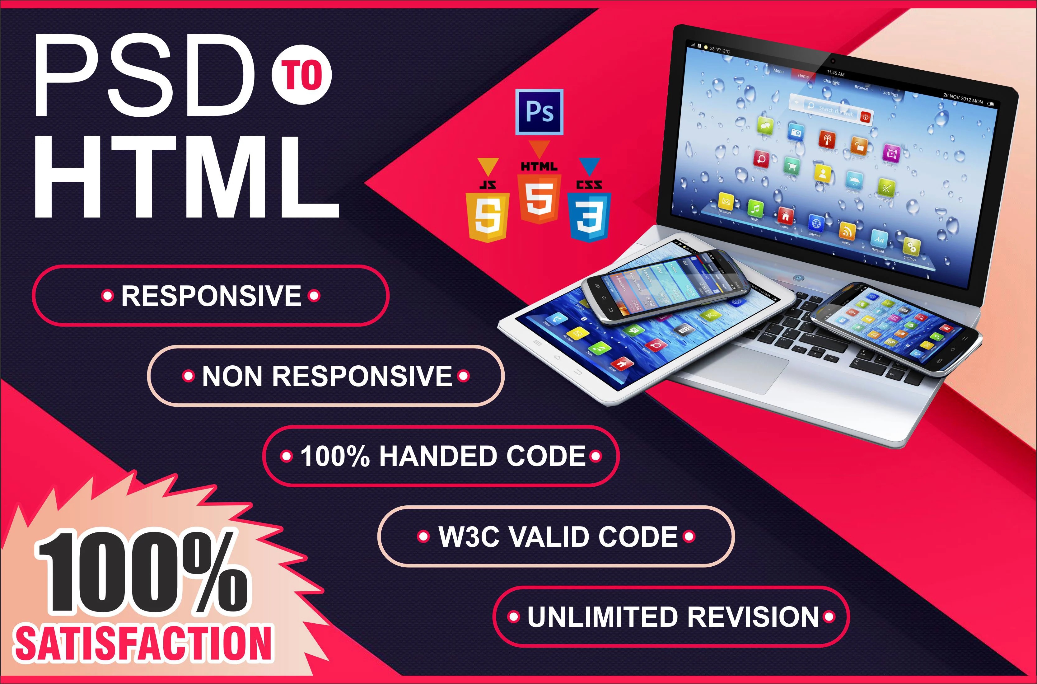 I Will Convert PSD to HTML Responsive