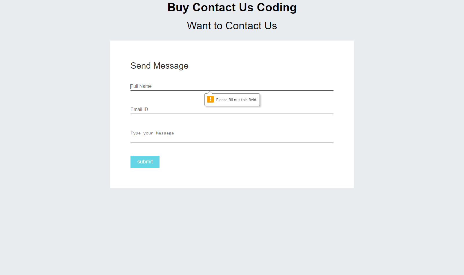 Get contact us form coding html/css/js with sending and loading function