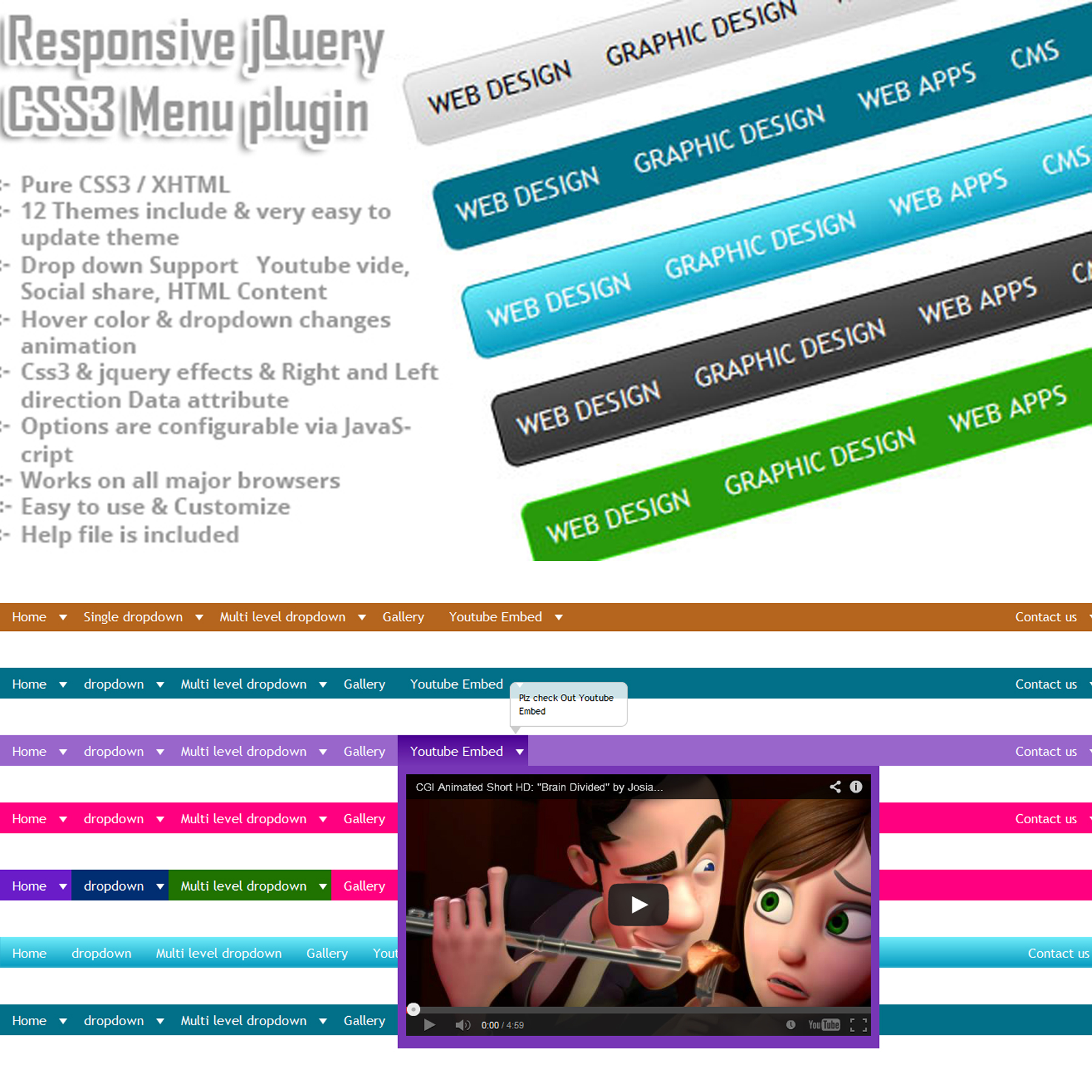 Responsive jQuery & css3 Navigation plugin