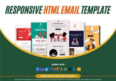 I will design a responsive HTML email template that supports 80 plus clients
