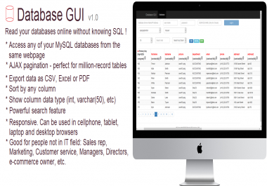 Database GUI website - query your database and get result on a webpage