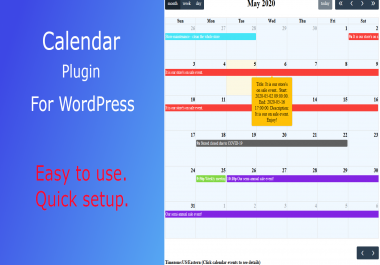Calendar plugin for WordPress websites