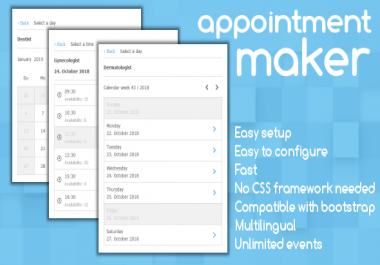 I offer the JS appointment script - jQuery Appointment Maker