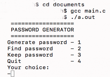 Terminal password generator and keeper