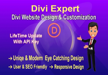 I will build your Full wordpress website with divi theme and do customization