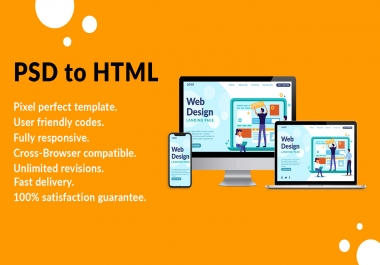 Convert any PSD to HTML,  Xd to HTML,  Ai to HTML fully responsive