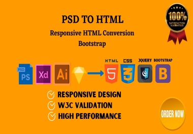 I will convert PSD to responsive HTML using bootstrap